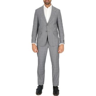 Scotch & Soda Regular Fit Grey Plaid Suit at Nordstrom Rack, Size 42 Short