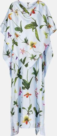 Oscar De La Renta Abito lungo in seta con stampa