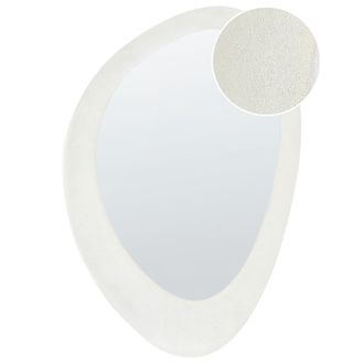 Beliani Beliani - Espejo De Pared De Terciopelo Decorativo Estilo Moderno Colgante Blanco Forma Irregular 60 X 90 Cm Audes