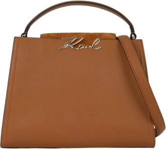 Karl Lagerfeld K/Signature Suede Top Handle Bag - Dames - Handtassen - Bruin - ONE Size - Leer - Tassen