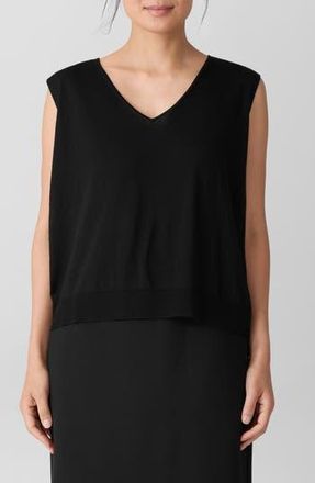 Eileen Fisher V-Neck Wool Sweater Vest in Black at Nordstrom Rack, Size Xx-Small