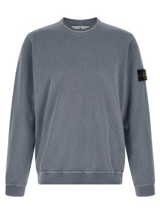 Stone Island Blue Brushed Cotton Sweatshirt
