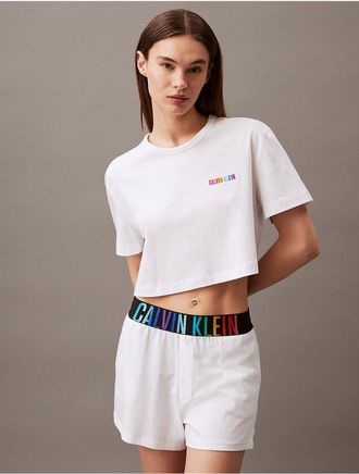 Calvin Klein Womens Intense Power Pride Lounge Sleep T-Shirt - White - XS