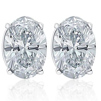 Pompeii3 2 Ct Oval Moissanite Studs 14k White Gold Earrings