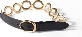 Miu Miu Leather And Metal Belt, Woman, Black, Size 85