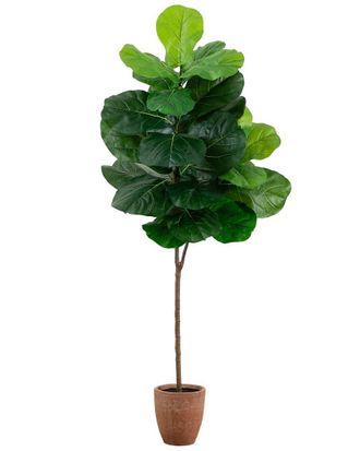 Nearly Natural 6ft Artificial Giant Leaf Fiddle Leaf Fig Tree in Decorative Planter with Real Touch Leaves