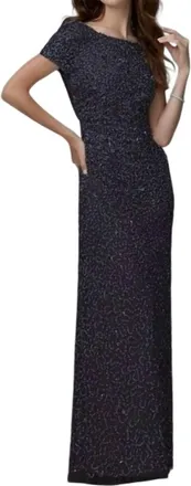 Adrianna Papell Cowl Back Dress In Navy