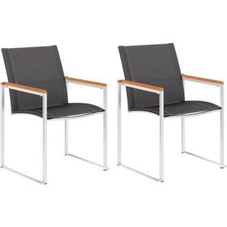 vidaXL Vidaxl - Sillas De Jard&iacute;n 2 Unidades Textilene Y Acero Inoxidable Gris
