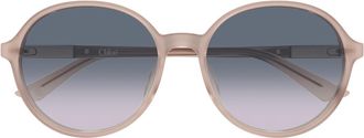 Chlo&eacute; Beige Grey Ch0365Sk Acetate Round Sunglasses