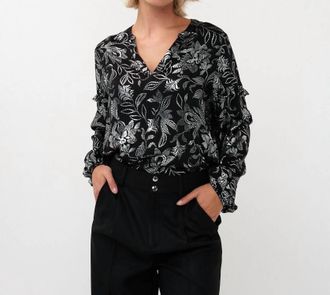 Esqualo V-Neck Blouse In Festive Flowers