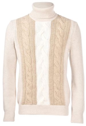 Gran Sasso High Neck Cable Knit Sweater