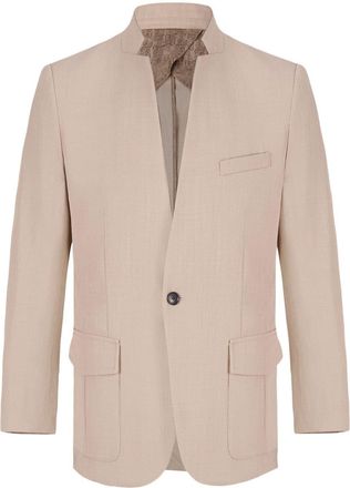 Shanghai Tang stand-up collar blazer - men - Viscose/Wool - 48 - Neutrals