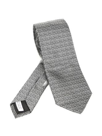 Ferragamo Zijden stropdas met jacquard - Grijs