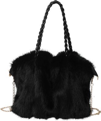 Generic Fuzzy Purse - Plush Shoulder Bag, Adjustable Large Outdoor Pouch With Detachable Strap, Furry Tote Bags | For Hiking Travel Work Walking Shopping Ever