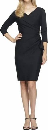 Alex Evenings Side Ruched Cocktail Dress In Black