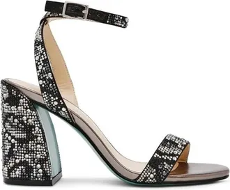 Betsey Johnson Blue By Betsey Johnson Jet Strappy WomensBlack Snake Ankle Strap Heel ZOGG310