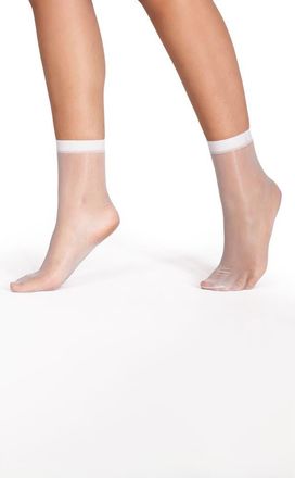 Lechery 2-Pack Lustrous Silky Sheer Crew Socks in White at Nordstrom