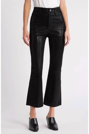 Frame Denim Le Crop Mini Boot Leather Pants In Black