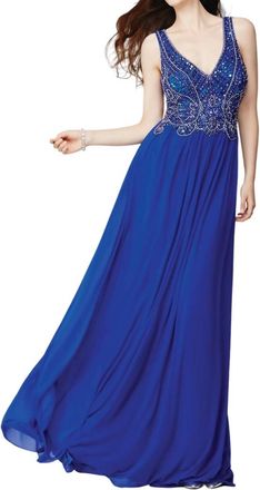 Jovani Beaded Sleeveless Prom Dress In Royal