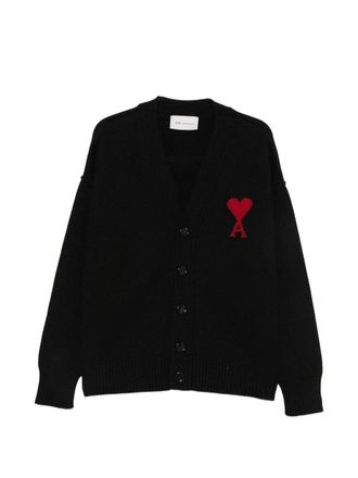 Ami v Neck Cardigan With Contrasted Ami de Coeur