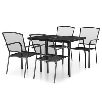 Berkfield Home 5 Piece Garden Dining Set Anthracite Steel in Black