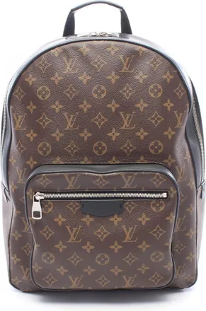 Louis Vuitton Black Brown Monogram Macassar Coated Canvas Pvc Coated Canvas Leather Backpack Handbag (Pre-Owned)