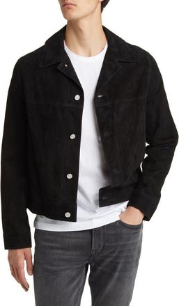 Frame Denim Suede Trucker Jacket in Noir at Nordstrom Rack, Size Small