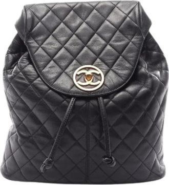 Chanel Pre-owned Matelasse Lambskin Backpack - Dames - Vintage Rugzakken - Zwart - ONE Size - Leer - Vintage