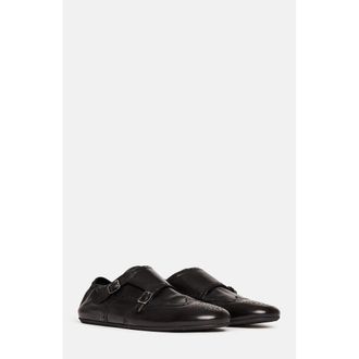 Scarosso Johnny Monk Strap Shoes in Black - Calf at Nordstrom, Size 41.5
