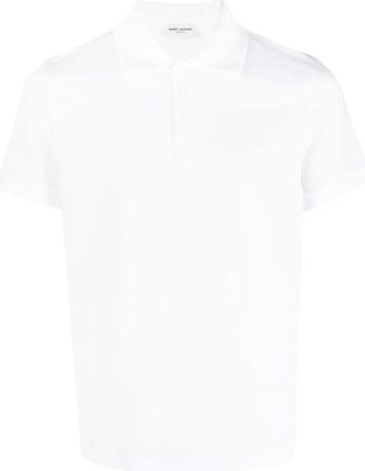 Saint Laurent Tops, Heren, Wit, L, Katoen, Cotton Polo Shirt