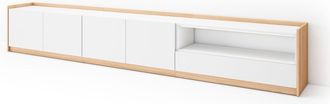 Skraut Home Skraut Home - Mueble Tv, Televisi&oacute;n, 310x37x50cm, Para Tv Hasta 80, Blanco Y Roble Soft