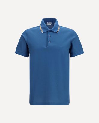 Burberry Cotton Polo with Check trims Male M