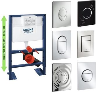 GROHE Bastidor Soporte Inodoro Altura Reducida Con Placa De Accionamiento Grohe Placa De Accionamiento Skate Air, Horizontal, Cromo