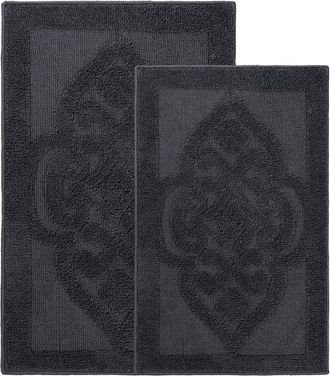 Superior Set Of 2 Large Myra Medallion Washable Bath Rugs
