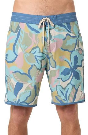 O'Neill OG Print Scallop Board Shorts in Blue Fusion at Nordstrom, Size 31
