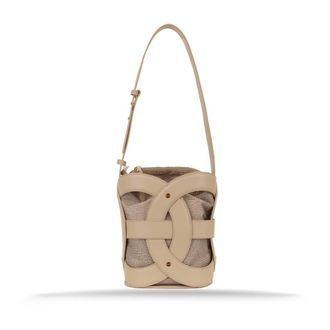 Borbonese Tassen, Dames, Beige, ONE Size, Leer, Bucket Bag