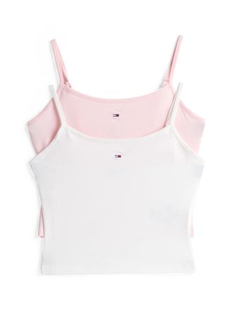 Tommy Jeans Tanktop TOMMY JEANS TJW 2PACK ESSENTIAL STRAP TOP, Damen, Gr. XL (42), rosa (ecru, precious pink), Jersey, Obermaterial: 95% Baumwolle, 5% Elasthan, u