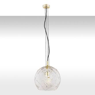 Netlighting Oviedo Globe Pendant Ceiling Light Transparent Brass Steel in Gold