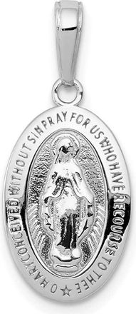 Diamond2Deal 14k White Gold Polished and Satin Solid Miraculous Medal Oval Pendant