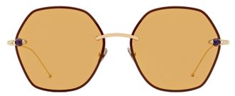 POMELLATO PM0091S Cabochon-Stone Hexagonal Metal Sunglasses - Gold
