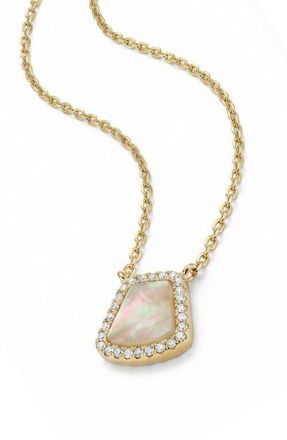 Argento Vivo Pav&eacute; Crystal Mother-of-Pearl Pendant Necklace in Gold at Nordstrom