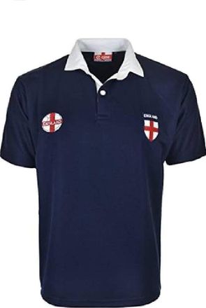 ACTIVEWEAR England Rugby Fan T-Shirts | Half Sleeve Plain Polo T-Shirt | Casual Poly-Cotton Fan Shirts | Supporter Size (XL & Navy)