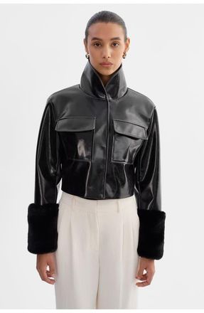 LaMarque Hedda | Cropped Faux Leather Jacket in Black at Nordstrom, Size Xx-Small