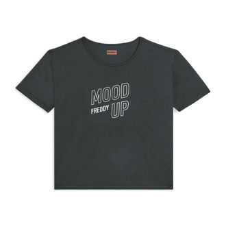 Freddy T-shirt cropped con maniche ampie e stampa Mood Up