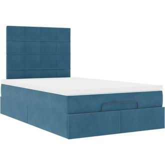vidaXL Estructura De Cama Otomana Colchones Terciopelo Azul Oscuro Vidaxl