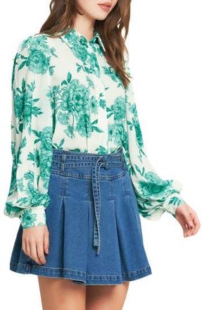 Flying Tomato Floral Button-Up Shirt in Ivory Jade at Nordstrom Rack, Size Medium