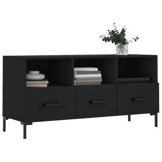 Berkfield Home TV Cabinet Black 102x36x50 cm Engineered Wood | Size: 102 x 36 x 50 cm