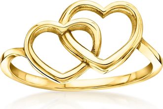Ross-Simons Italian 14kt Yellow Gold Interlocking-Heart Ring