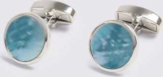 Moss Silver Blue Mother of Pearl Cufflinks