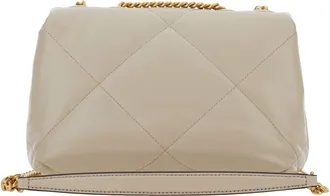Tory Burch Womens Shoulder Bag Kira Diamond Quilted Beige Leather